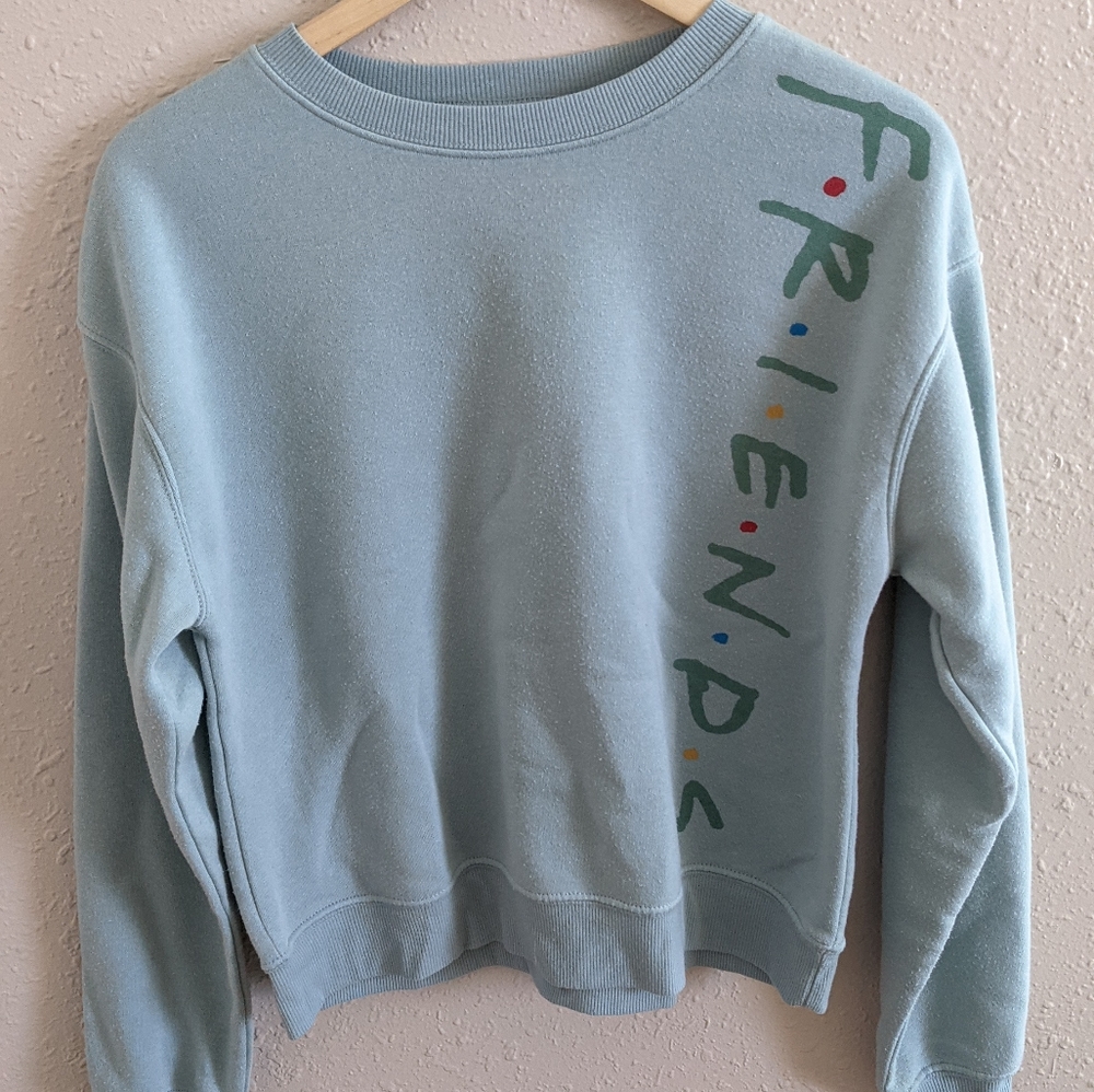 Friends Sweatshirt Womens Size S TV Show Logo Light Teal